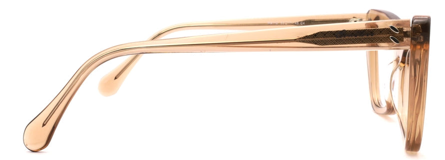 Side view of Couture transparent champagne glasses showing temple detail.
