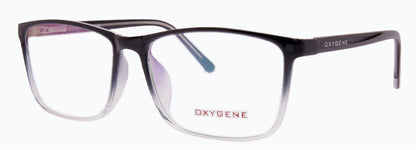 Oxygene branded eyeglasses with clear lenses